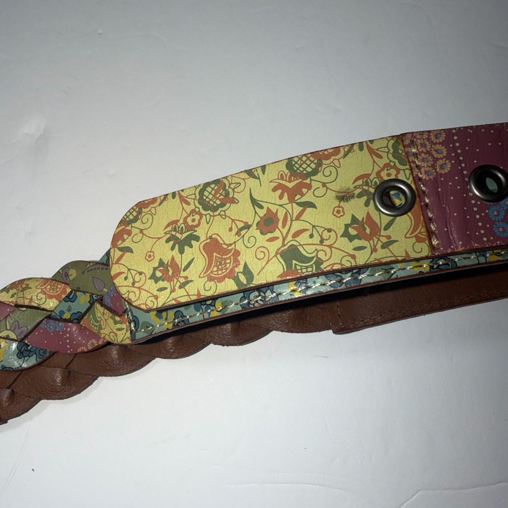 Fossil Leather Brown Multicolor Patchwork BOHO Be… - image 9